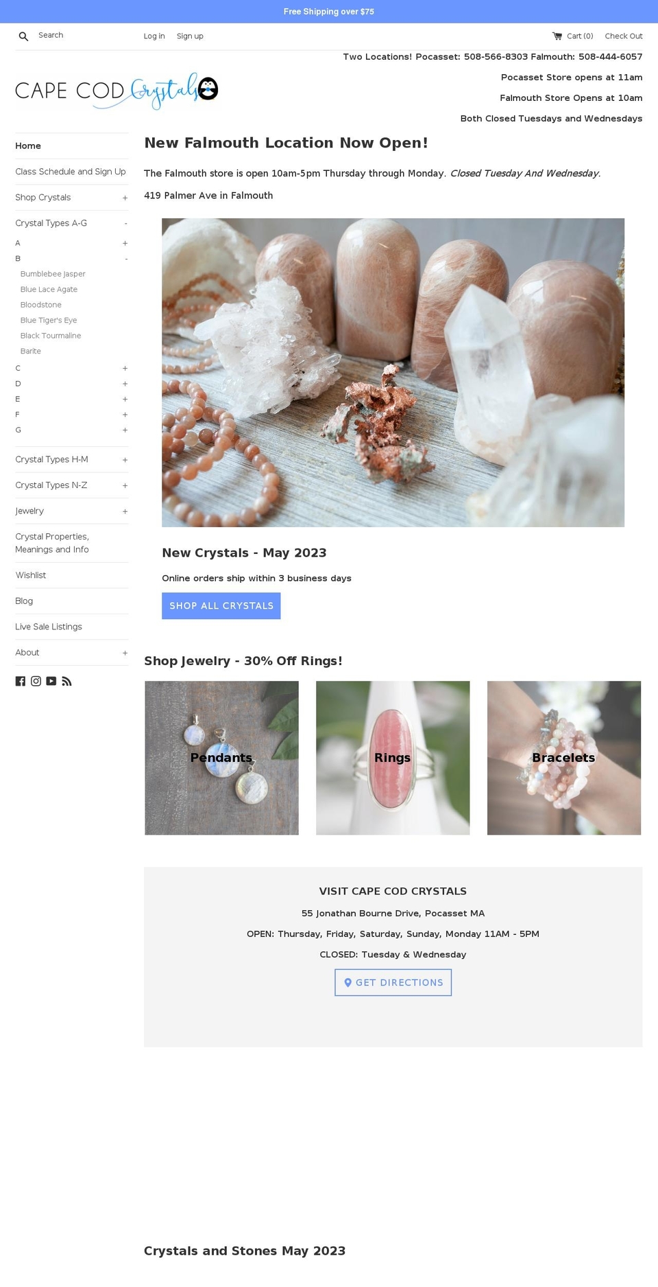 capecodcrystals.com — Shopify storefront screenshot