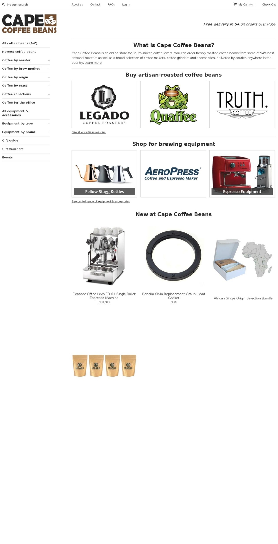 capecoffeebeans.com shopify website screenshot