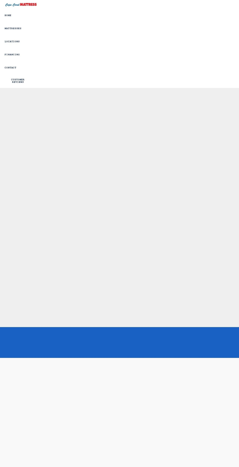 capecoralmattress.com shopify website screenshot