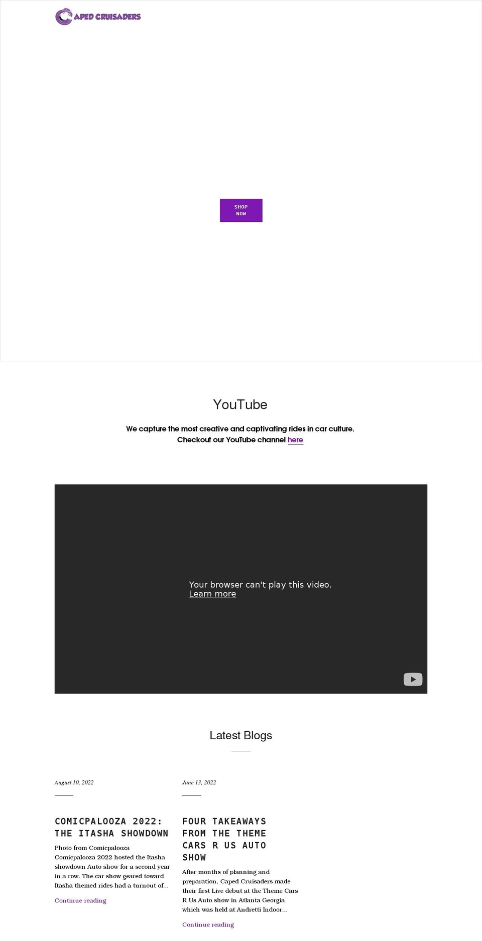 capedcruisaders.com shopify website screenshot