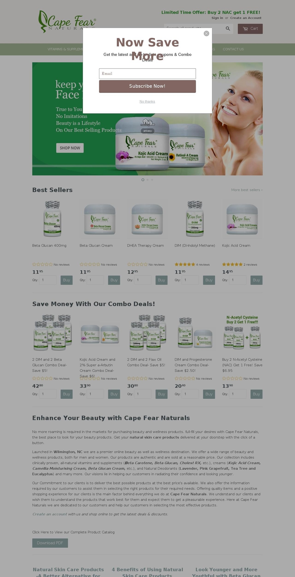 capefearnaturals.com shopify website screenshot