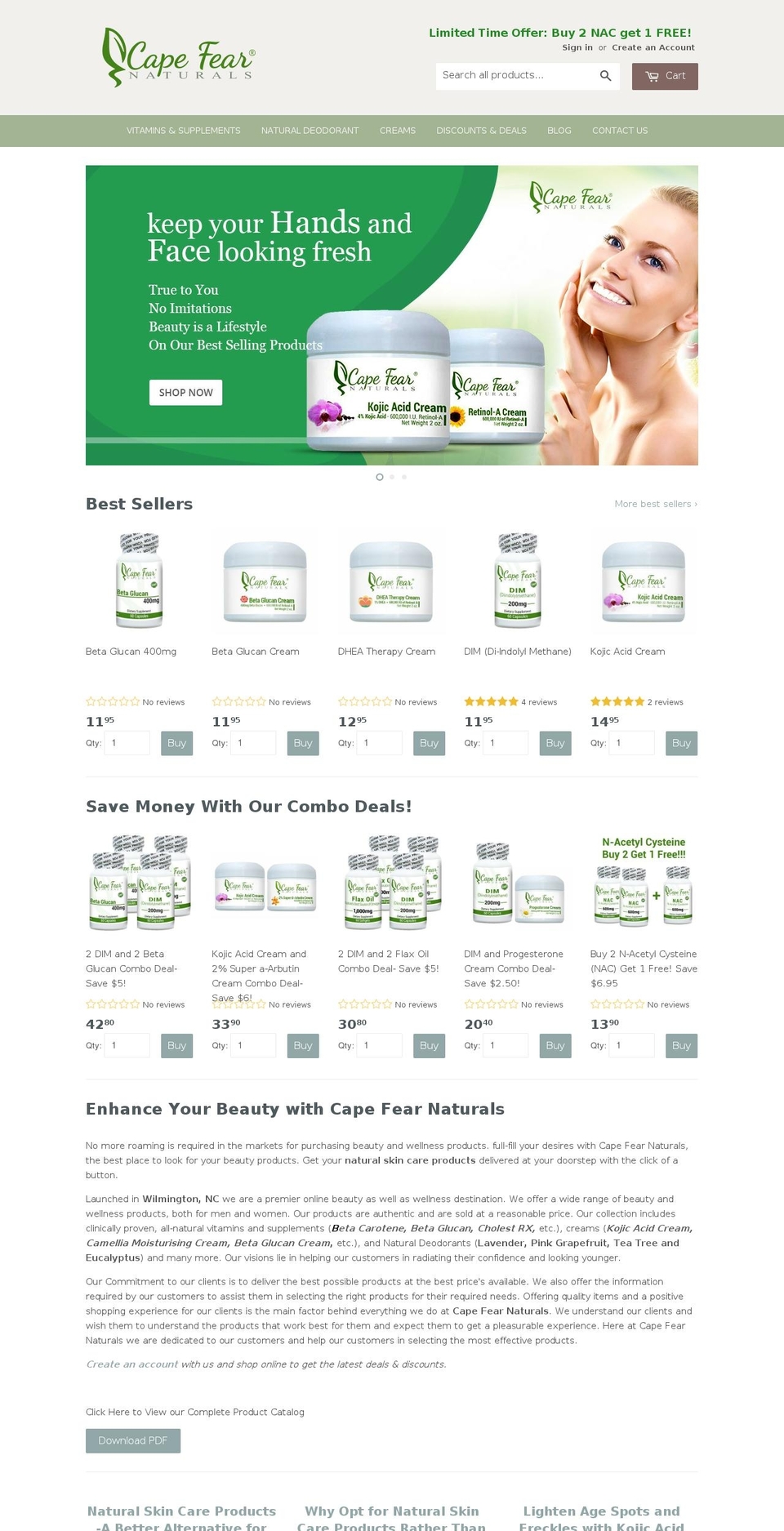 capefearnaturals.net shopify website screenshot