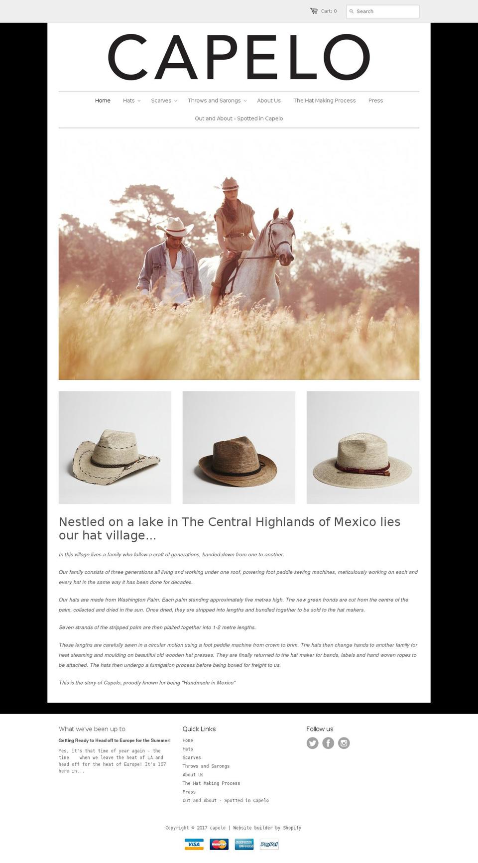 capelocollection.com shopify website screenshot