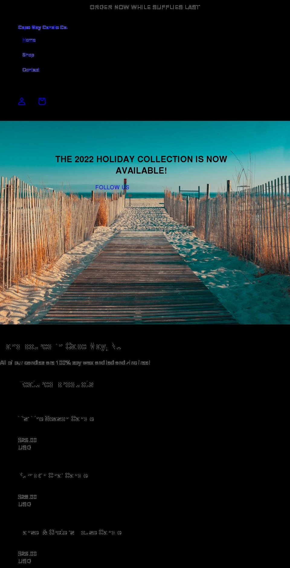 capemaycandleco.com shopify website screenshot