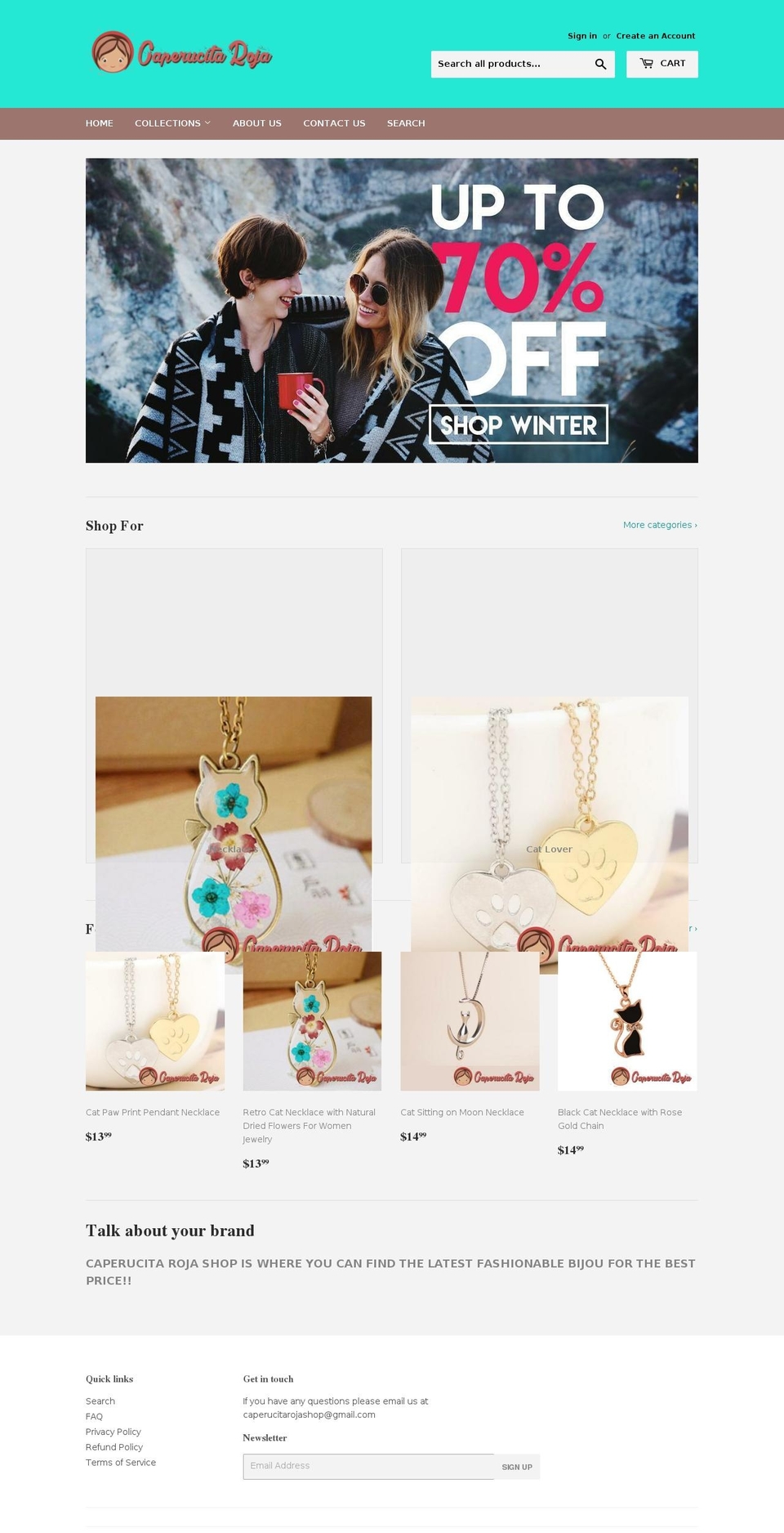 caperucitarojashop.com — Shopify storefront screenshot