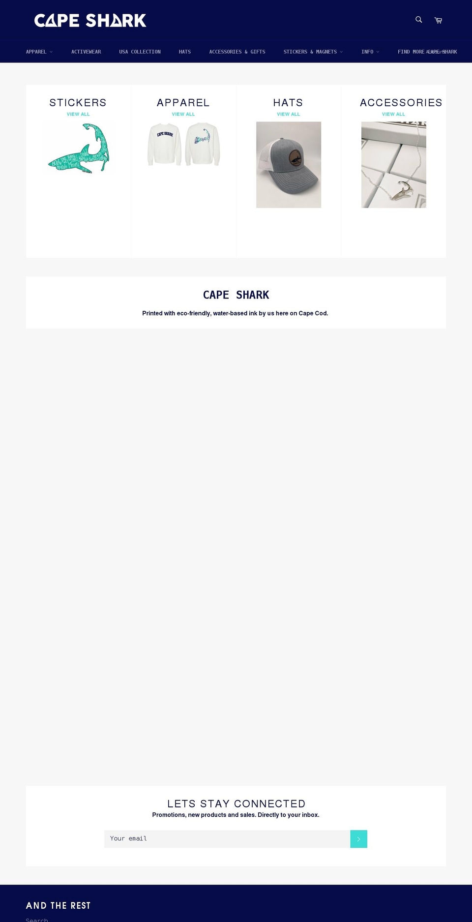 capesharkapparel.com shopify website screenshot