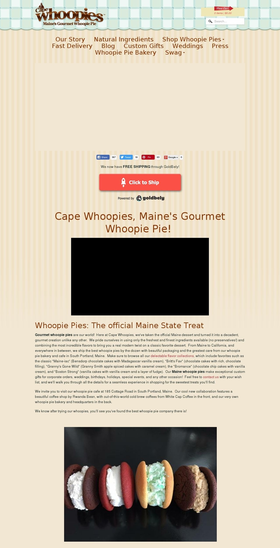 capewhoopie.com — Shopify storefront screenshot
