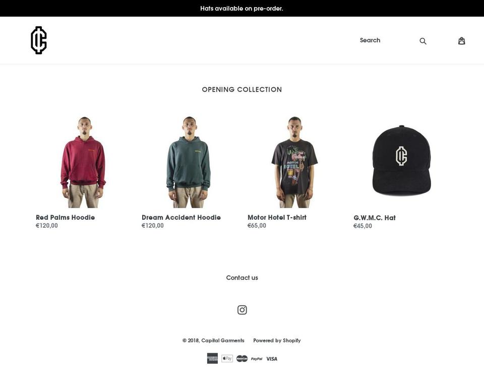 capitalgarments.com — Shopify storefront screenshot