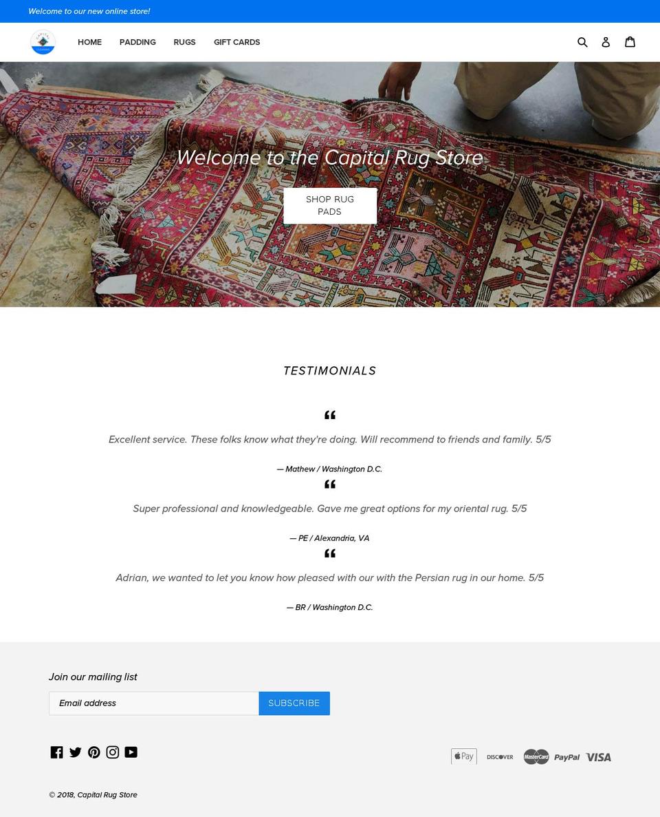 capitalrugstore.com — Shopify storefront screenshot