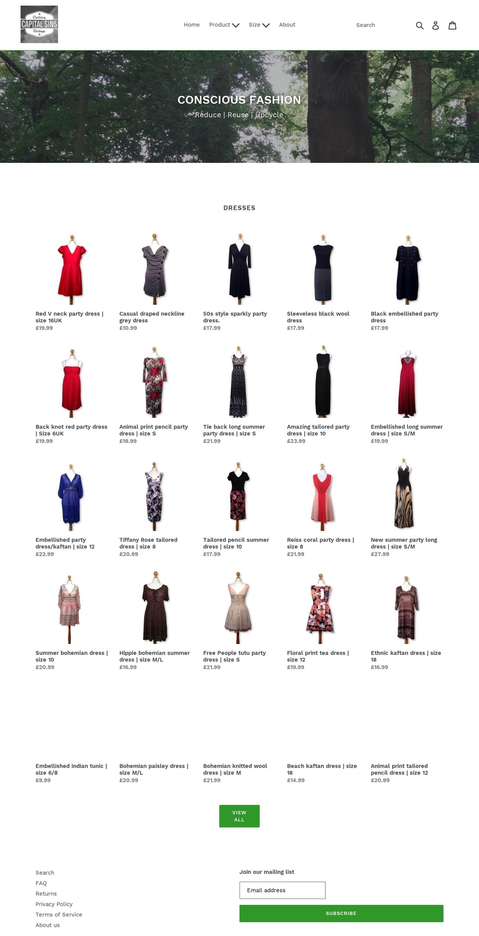 capitalsinsvintage.com — Shopify storefront screenshot