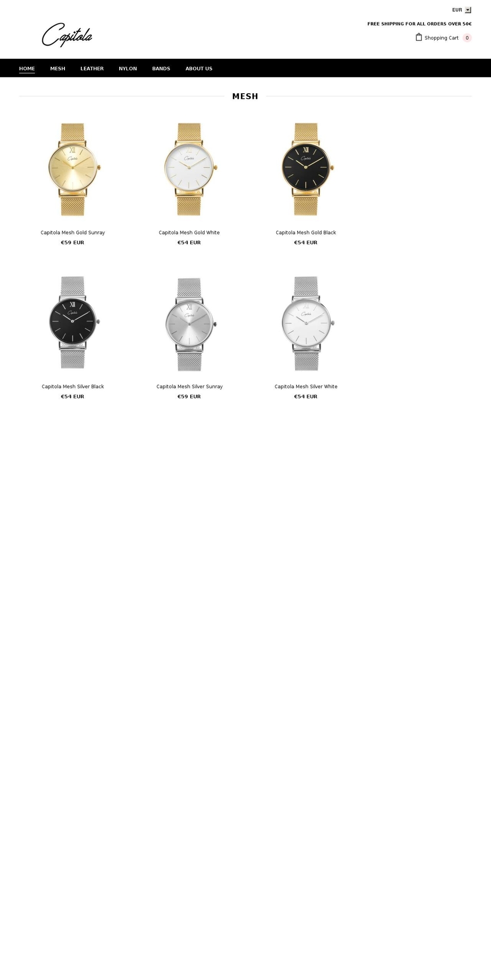 capitolawatches.com shopify website screenshot