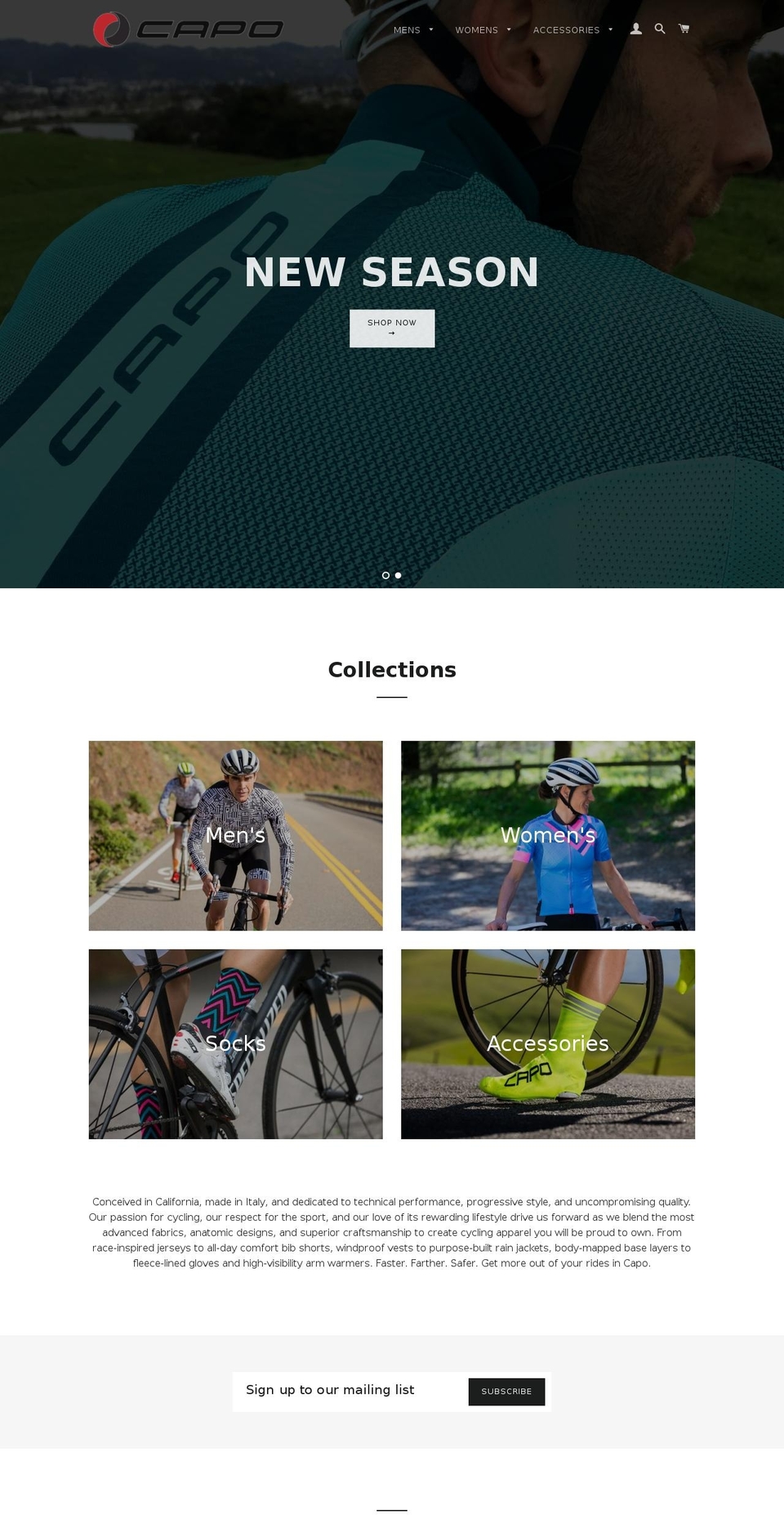 capocycling.com.au shopify website screenshot