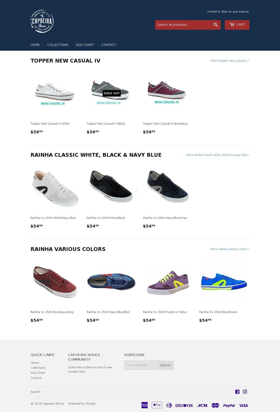 capoeirashoes.com shopify website screenshot