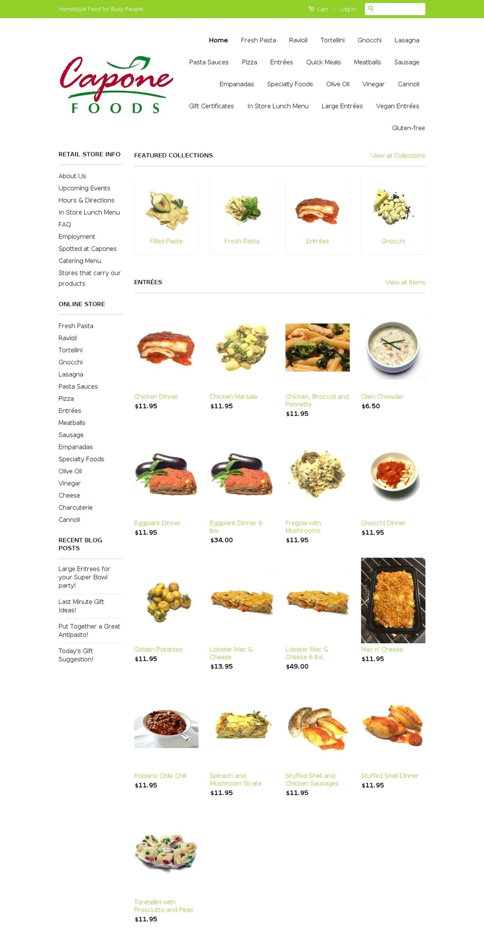 caponefoods.com shopify website screenshot