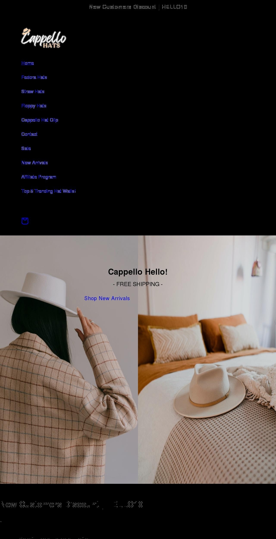 cappellohats.com shopify website screenshot