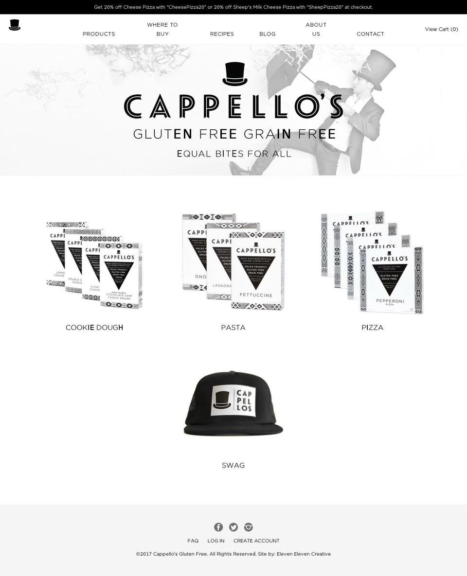 cappellosglutenfree.com shopify website screenshot