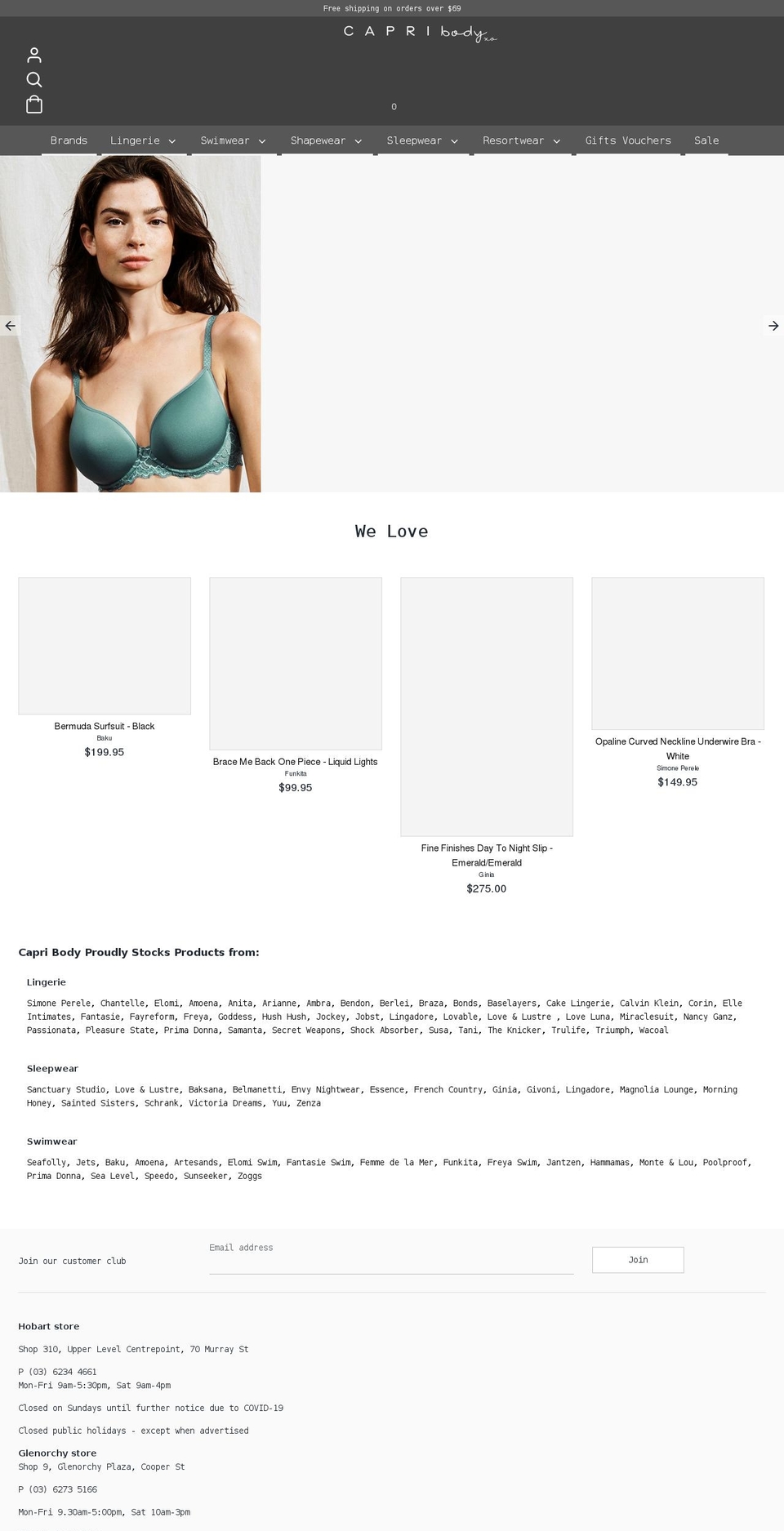 capribody.com.au shopify website screenshot