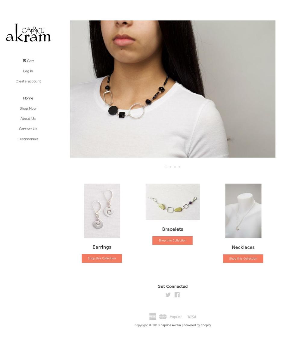 capriceakram.com — Shopify storefront screenshot