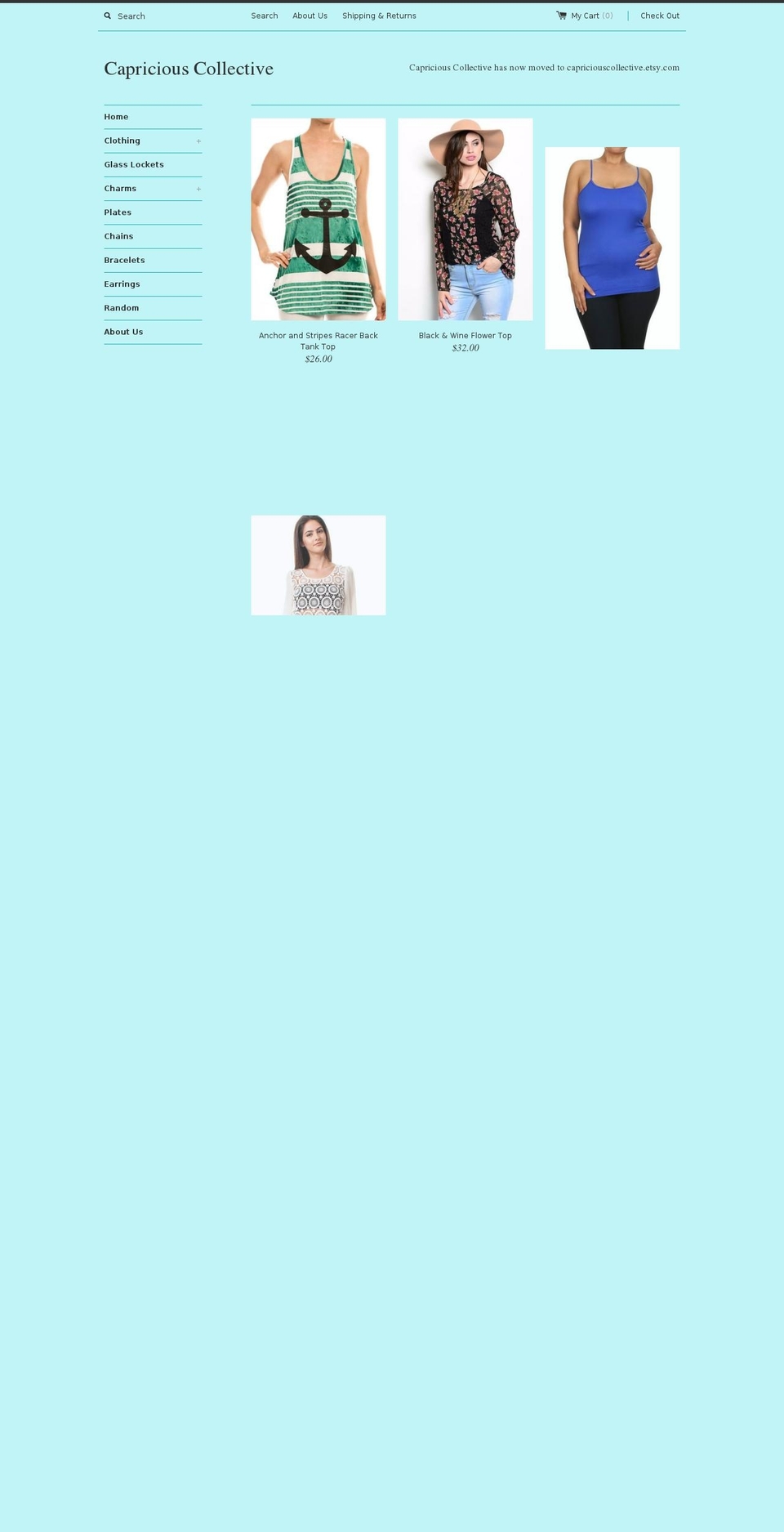 capriciousboutique.com shopify website screenshot