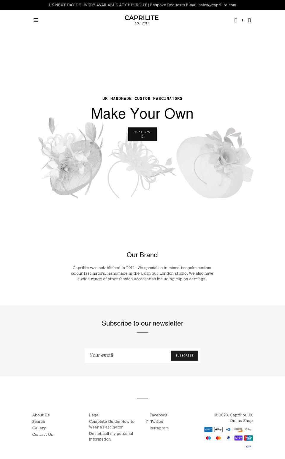 caprilite.com shopify website screenshot
