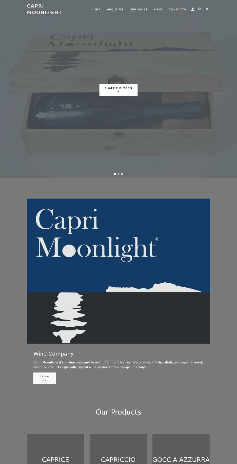caprimoonlight.com — Shopify storefront screenshot