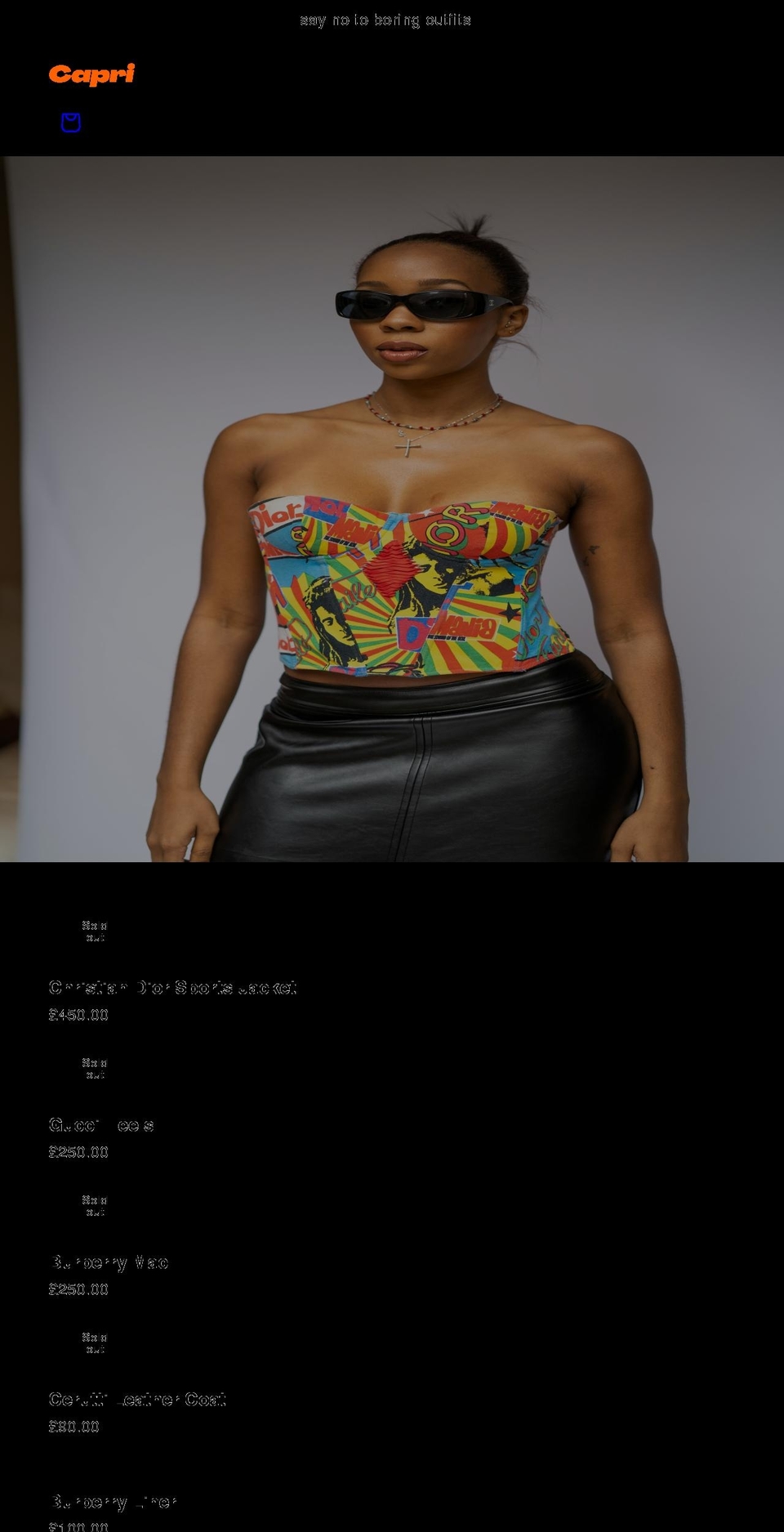 caprivintage.com shopify website screenshot