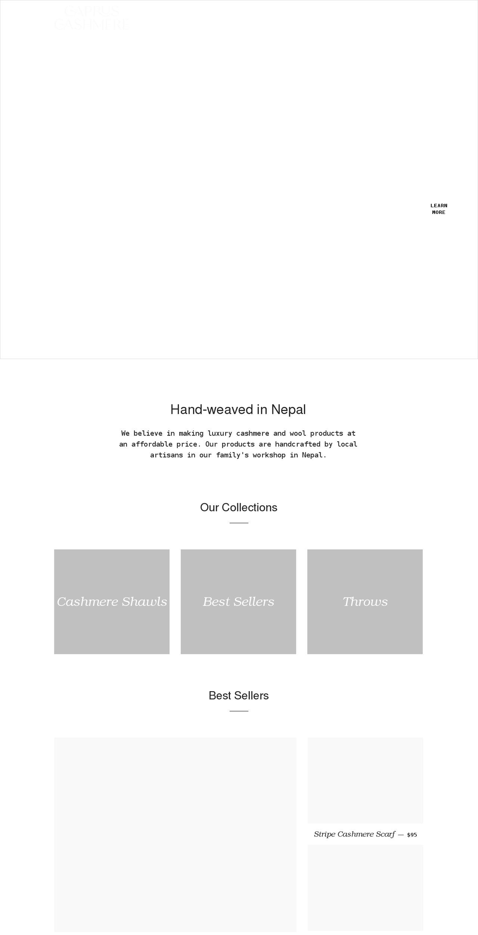 capruscashmere.com.au shopify website screenshot