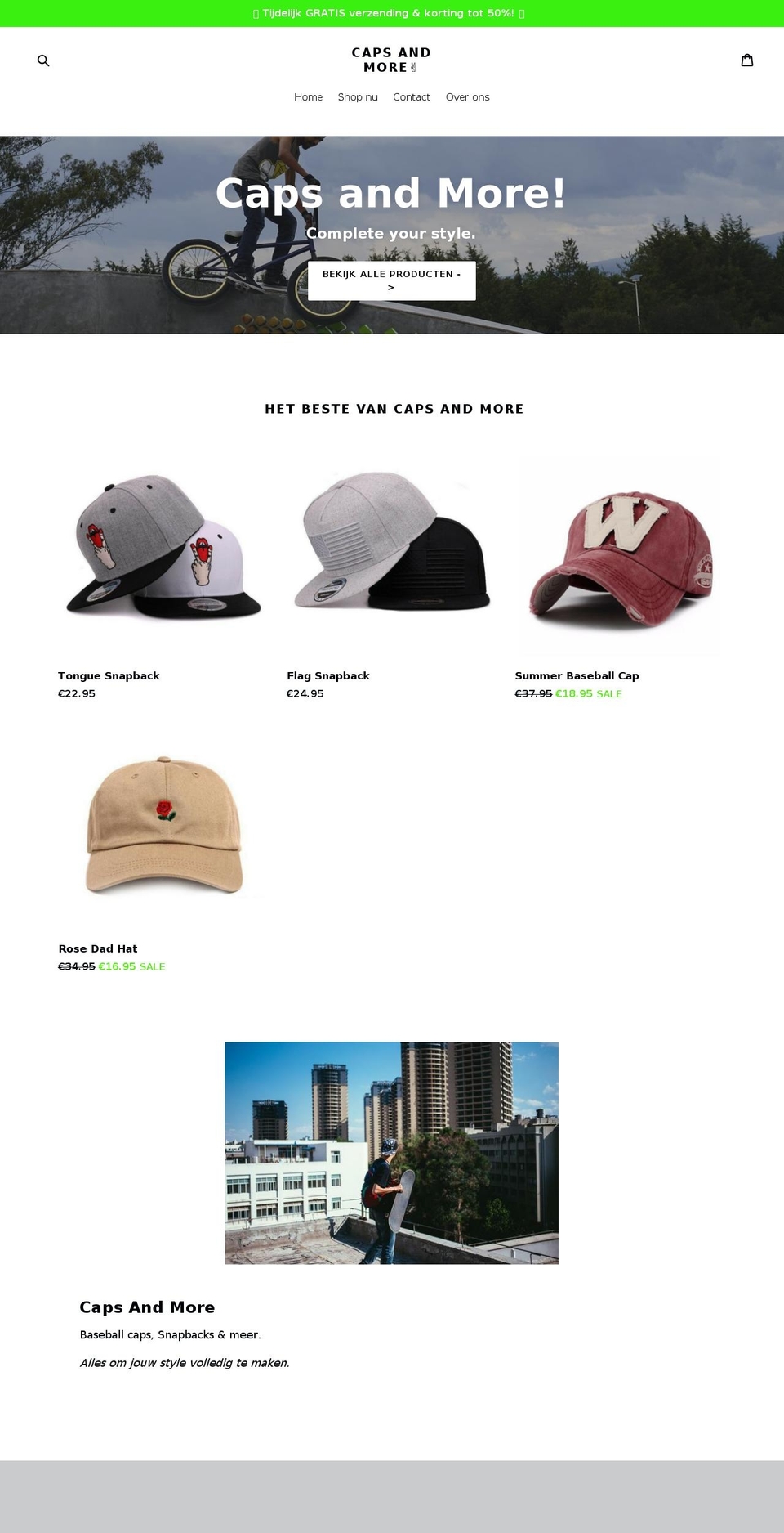 caps-andmore.com — Shopify storefront screenshot