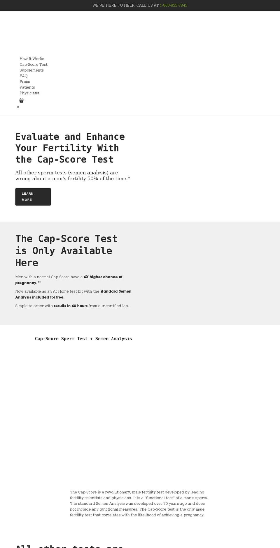 capscoretest.com shopify website screenshot
