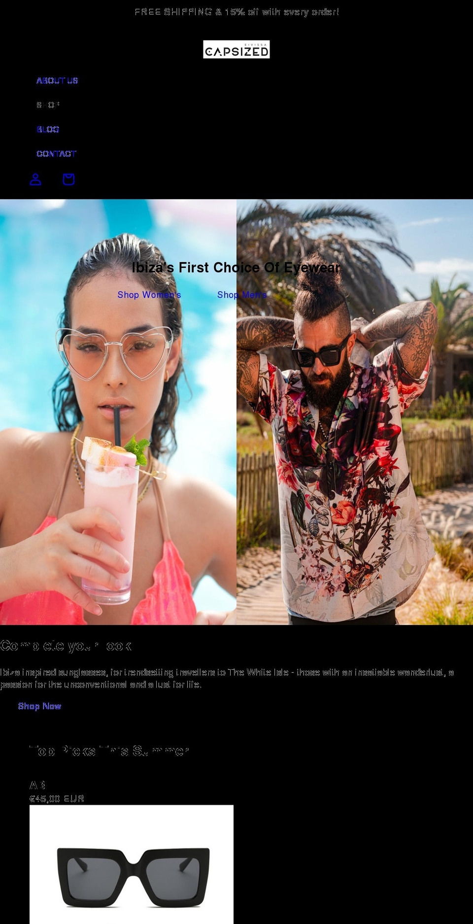 capsizedeivissa.com shopify website screenshot