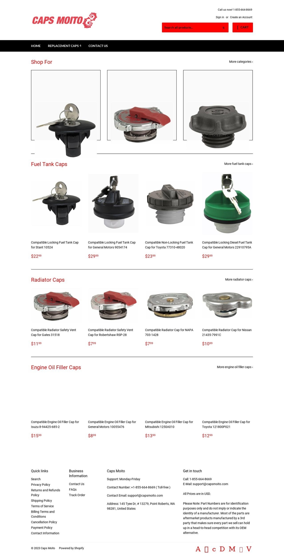 capsmoito.com shopify website screenshot