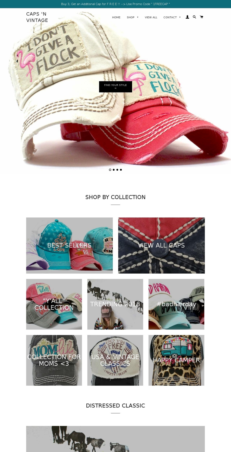capsnvintage.com — Shopify storefront screenshot