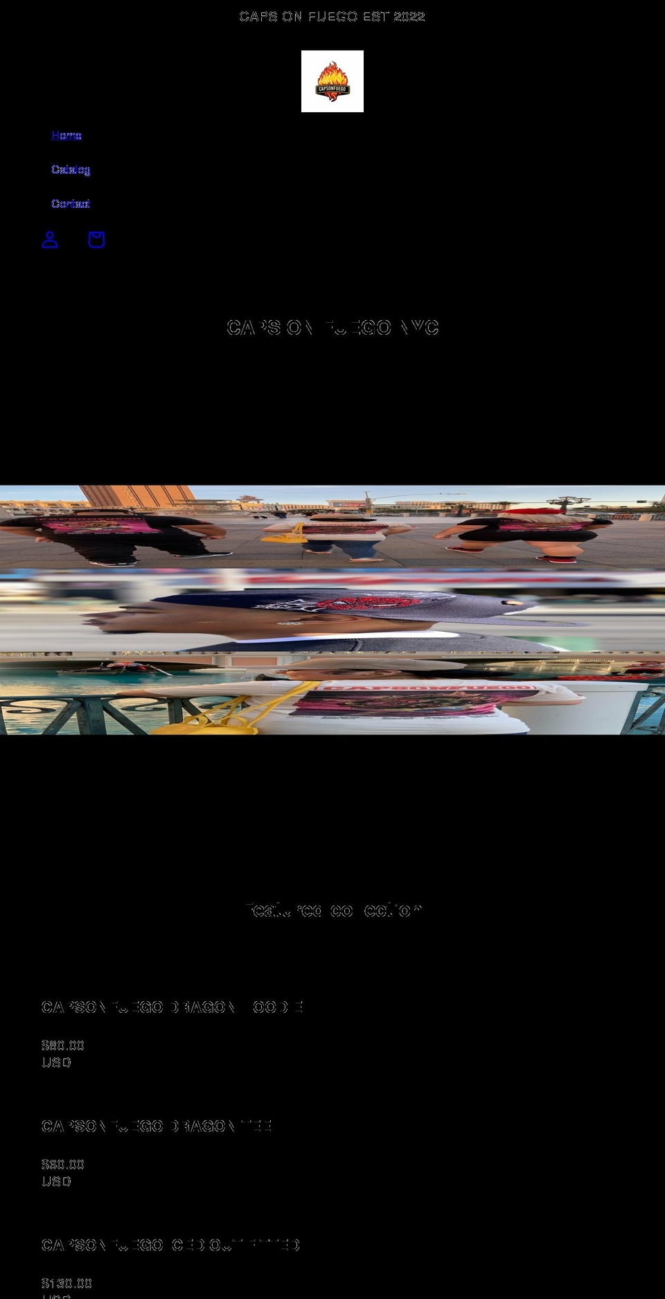 capsonfuego.com shopify website screenshot