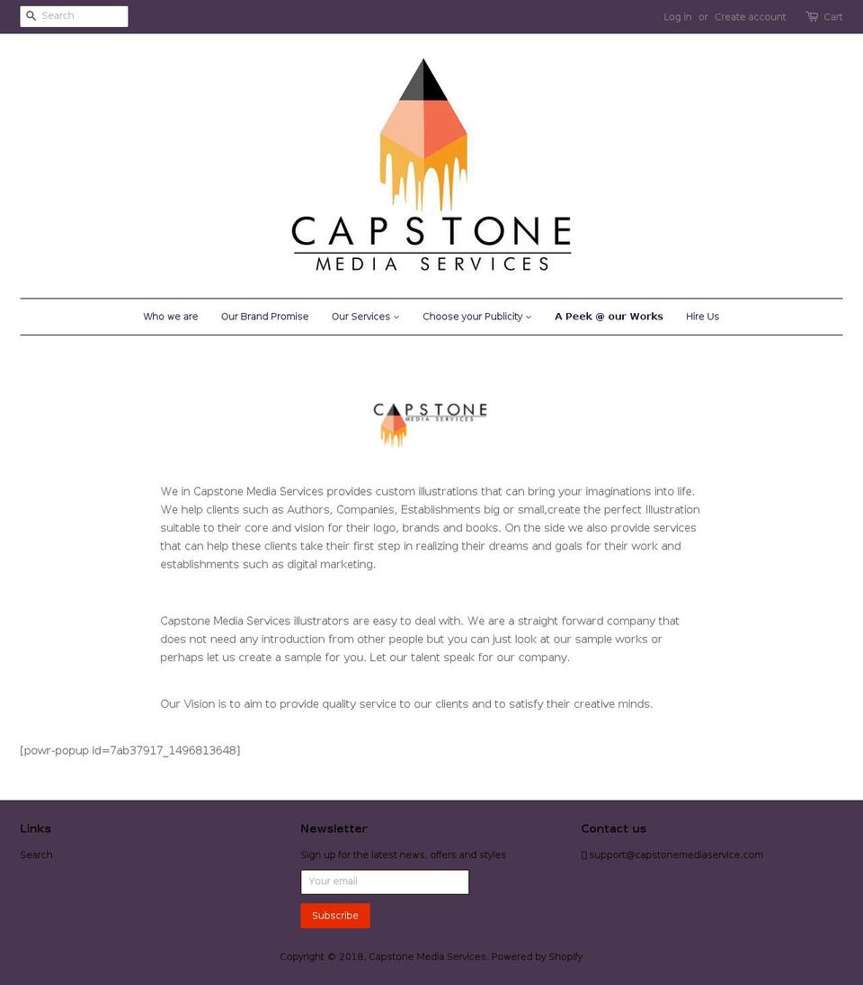 capstonemediaservices.com shopify website screenshot