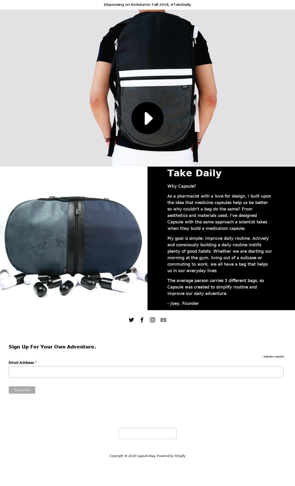 capsulebag.com — Shopify storefront screenshot
