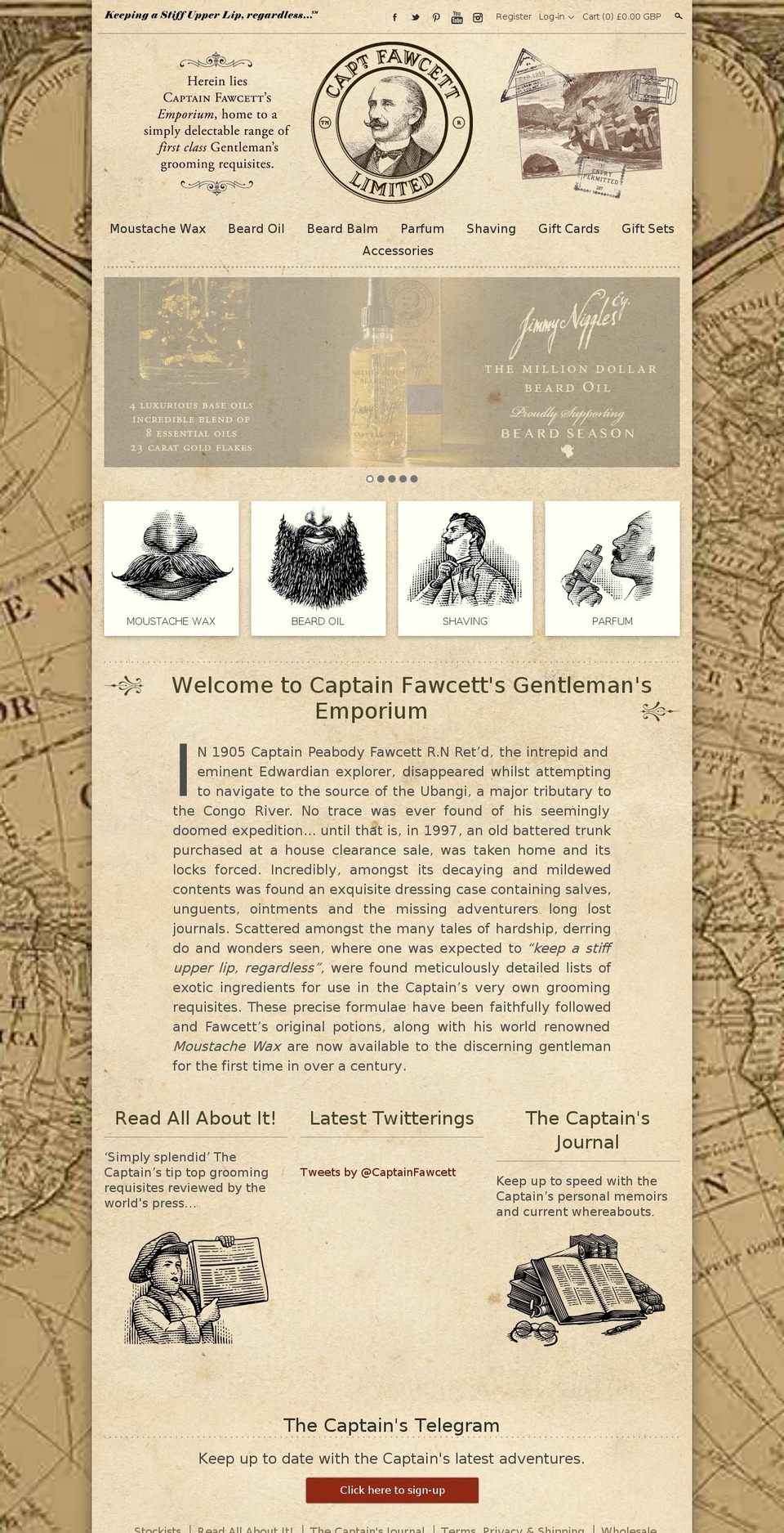 captainfawcett.com shopify website screenshot