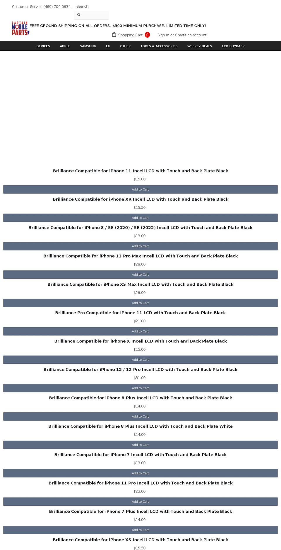 captainmobileparts.com shopify website screenshot