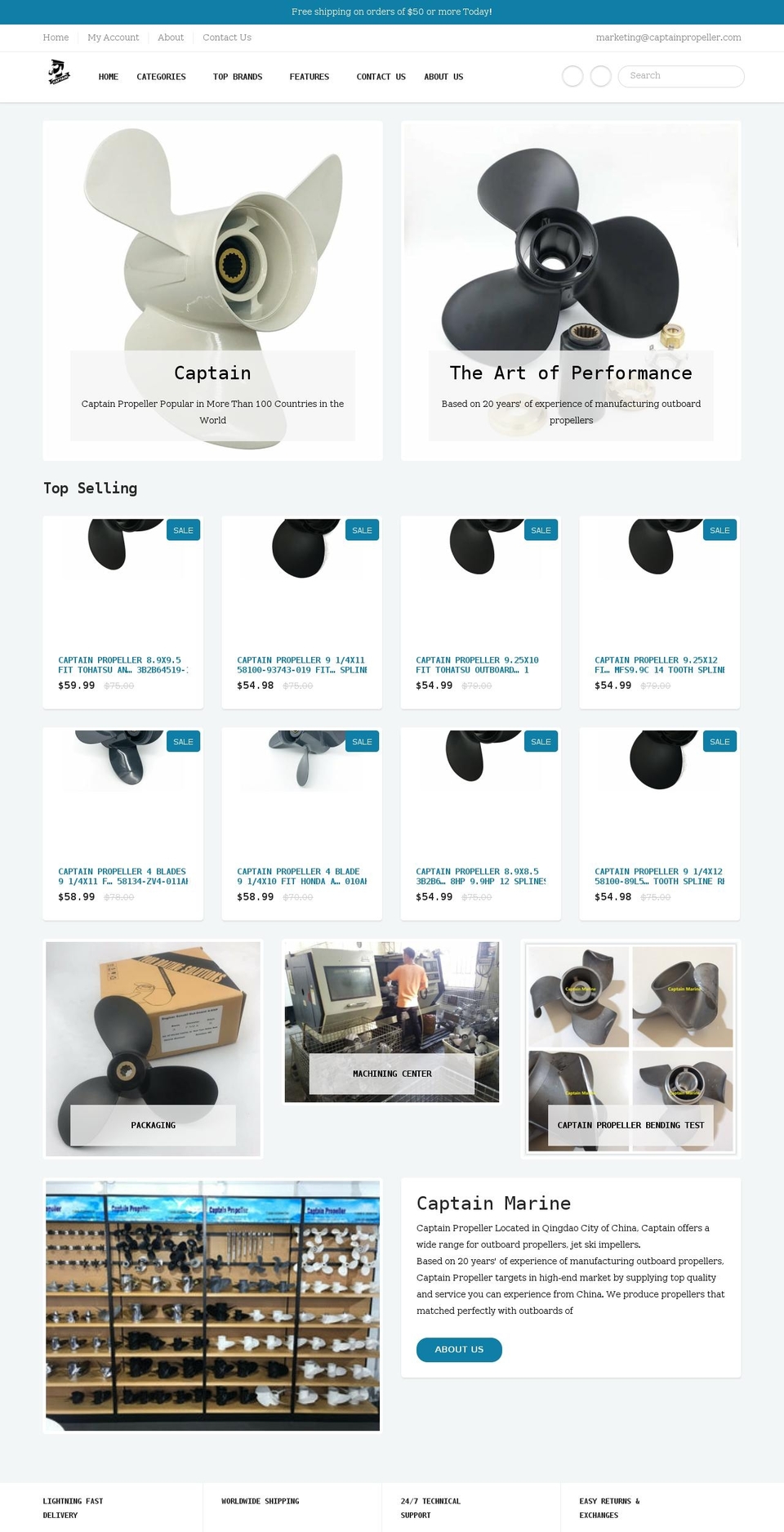 captainoutboard.com shopify website screenshot