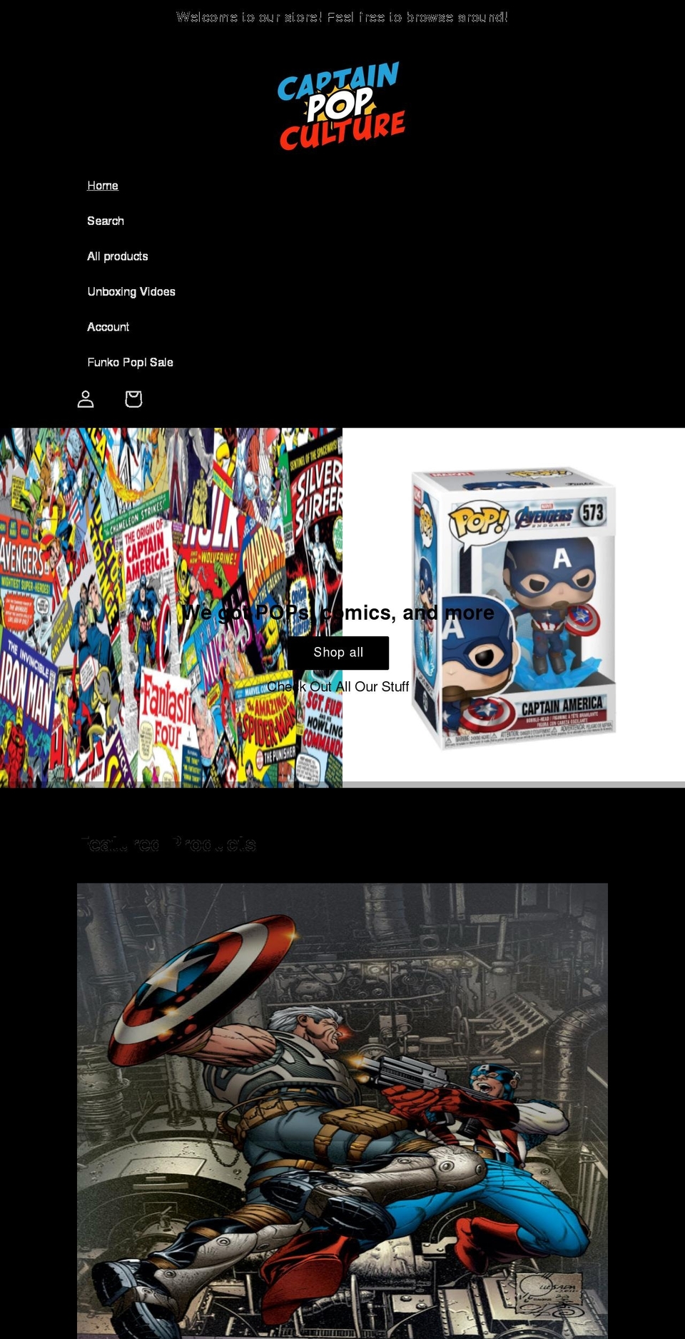 captainpopculture.com shopify website screenshot