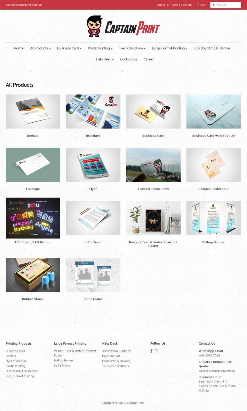 captainprint.com.sg shopify website screenshot