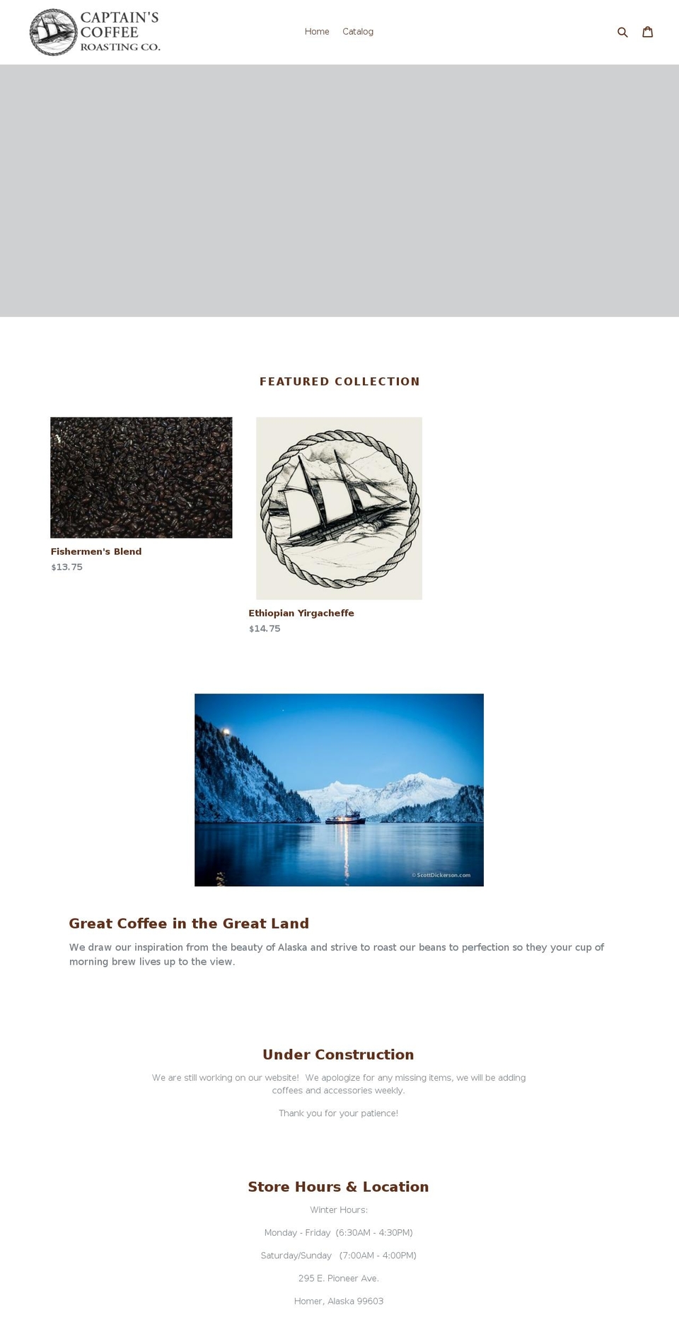 captainscoffee.com shopify website screenshot