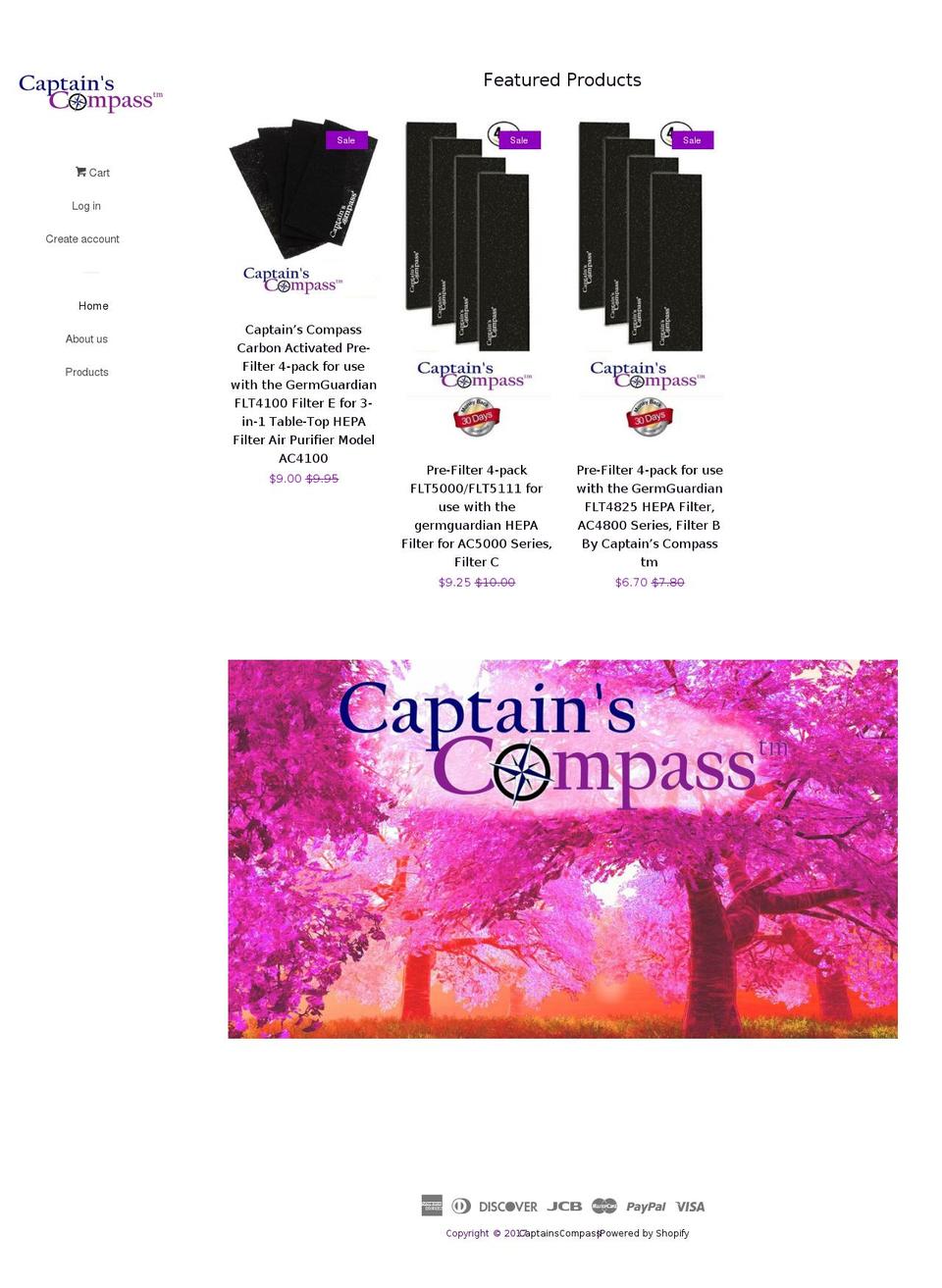 captainscompass.com shopify website screenshot