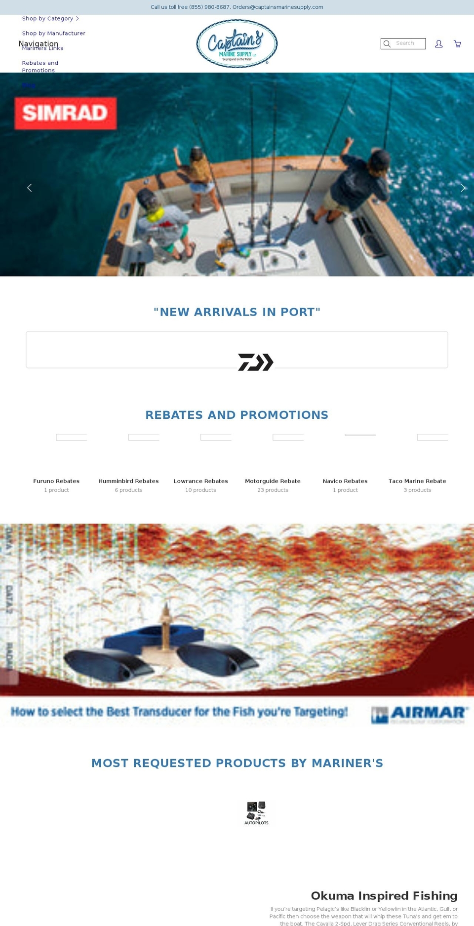 captainsmarinesupply.com shopify website screenshot