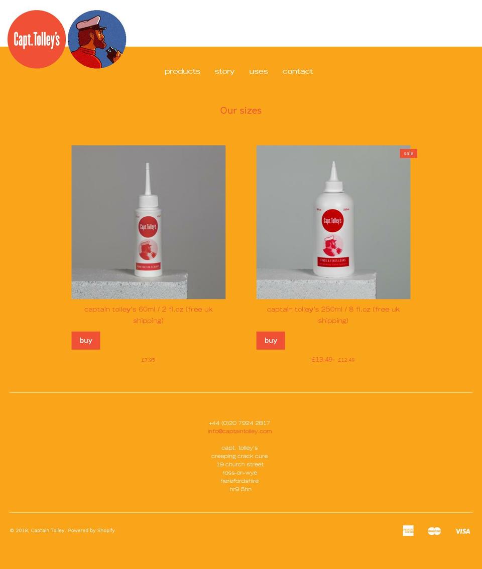 captaintolleyshop.com — Shopify storefront screenshot