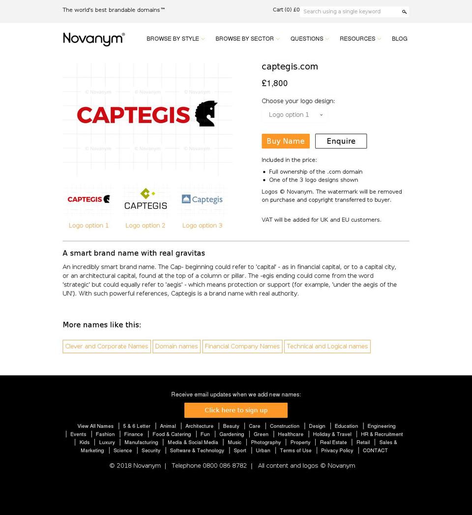 captegis.com shopify website screenshot