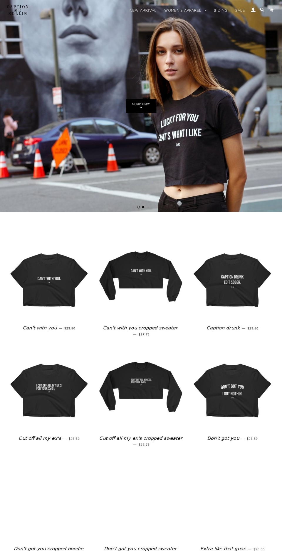 captionmerollin.com — Shopify storefront screenshot