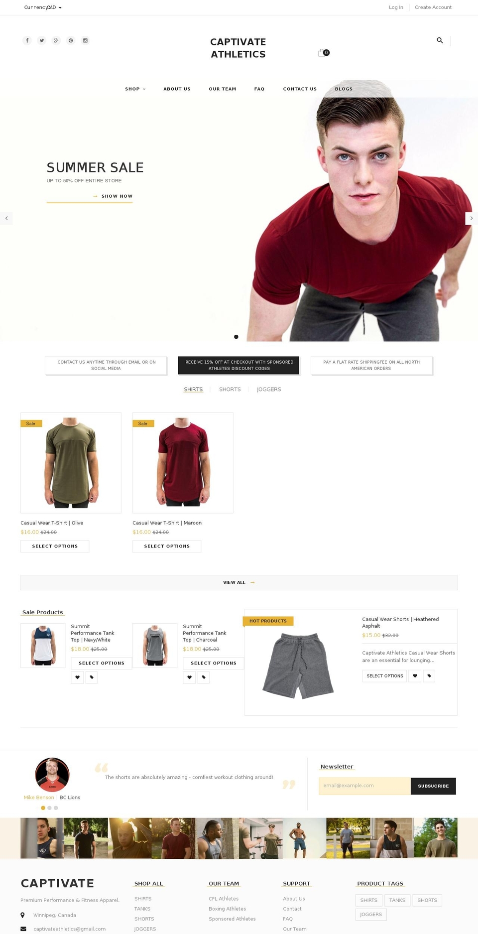 captivateathletics.com — Shopify storefront screenshot
