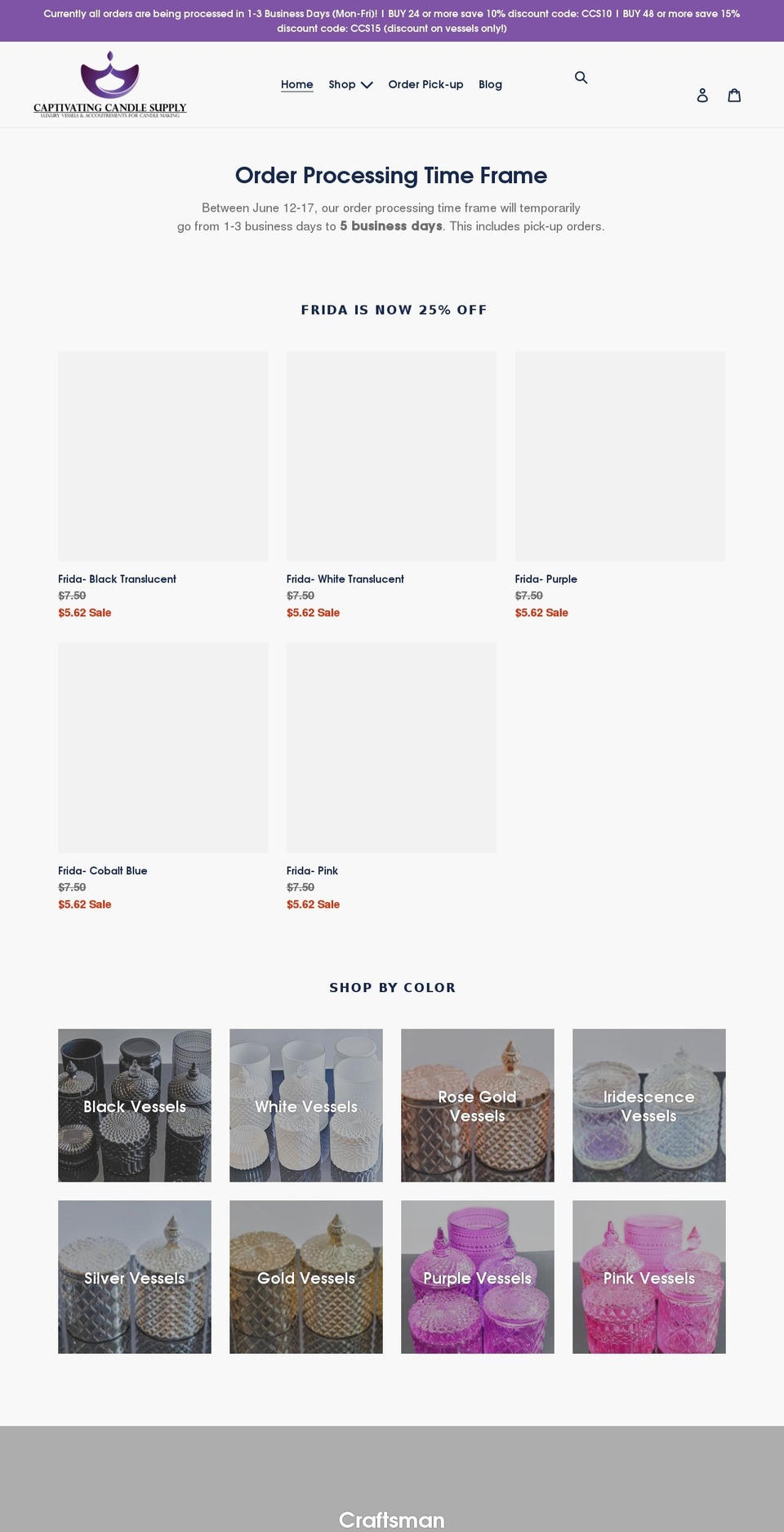 captivatingcandlesupply.com shopify website screenshot