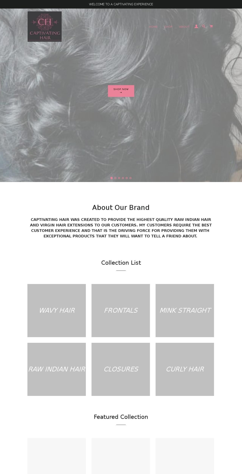 captivatinghair.com — Shopify storefront screenshot