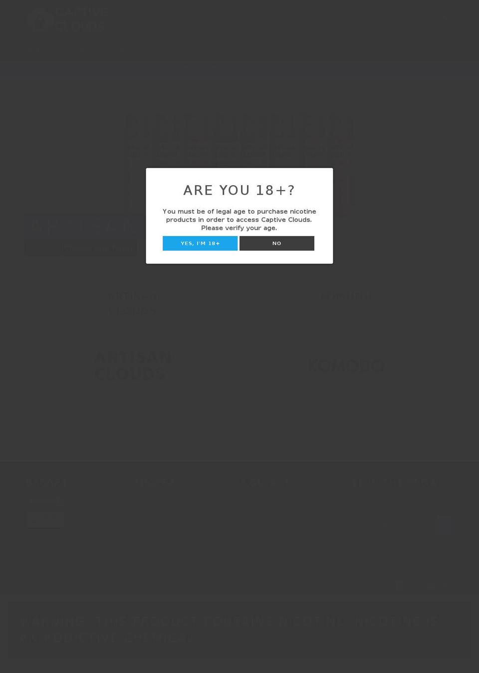 captiveclouds.com shopify website screenshot